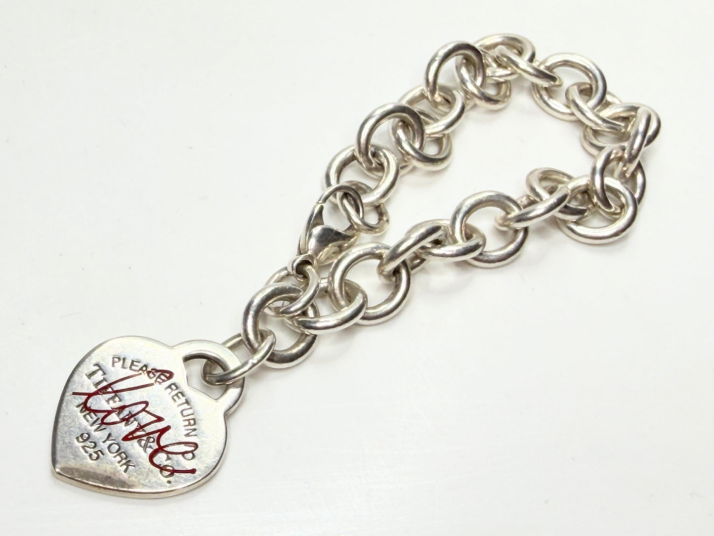 Tiffany & Co. Return to Tiffany Red Enamel LOVE Heart Bracelet 925 JR1252
