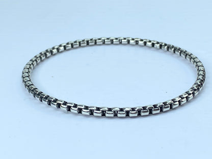 James Avery Retired Sterling Silver Rustic Box Chain Bangle Bracelet 8" JR661