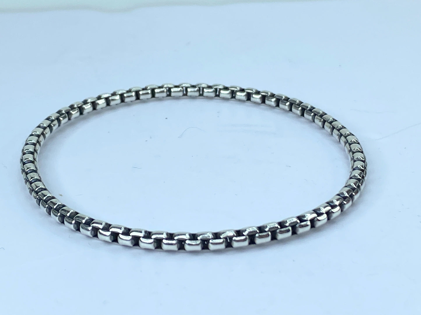 James Avery Retired Sterling Silver Rustic Box Chain Bangle Bracelet 8" JR661
