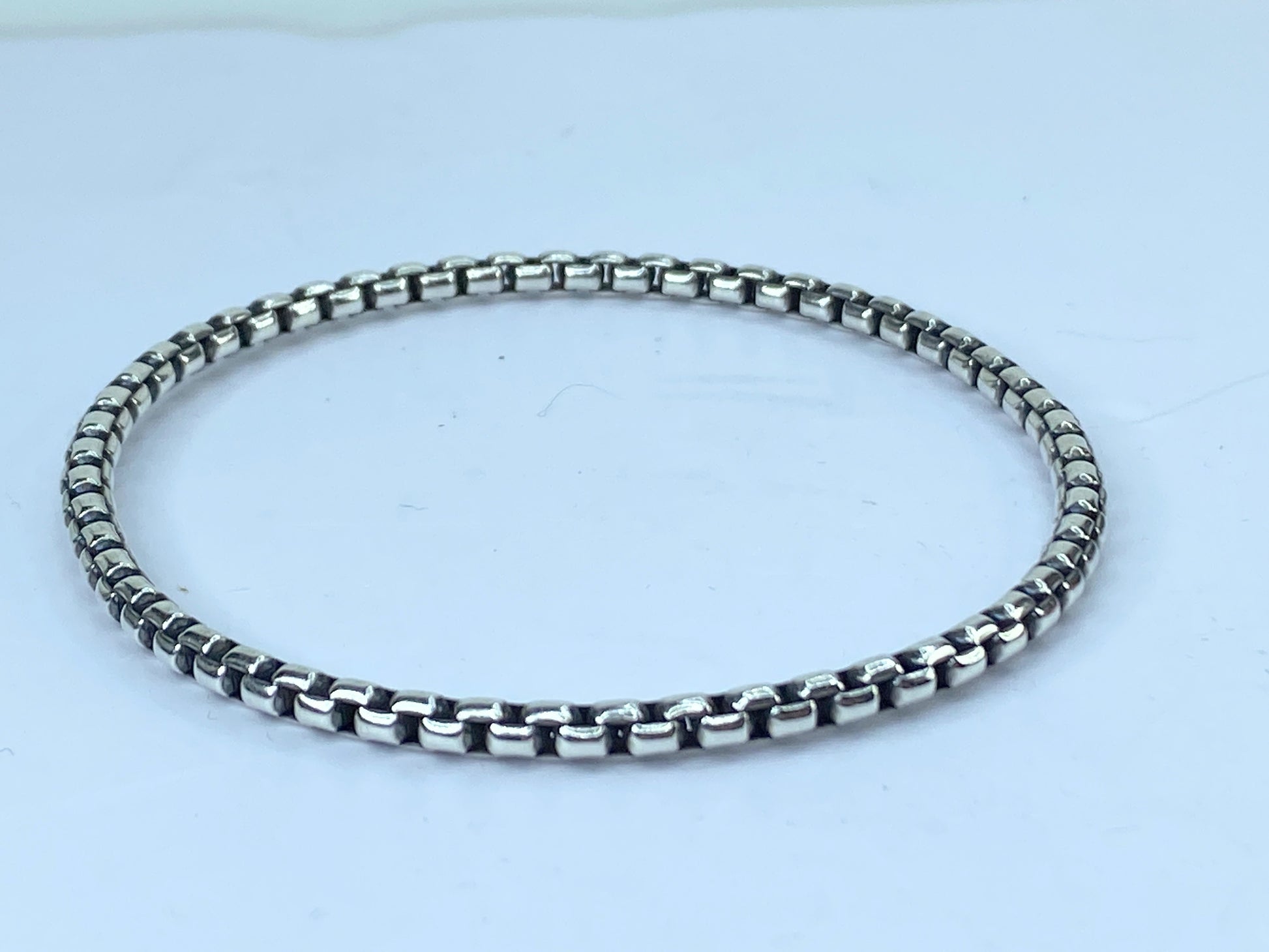James Avery Retired Sterling Silver Rustic Box Chain Bangle Bracelet 8" JR661