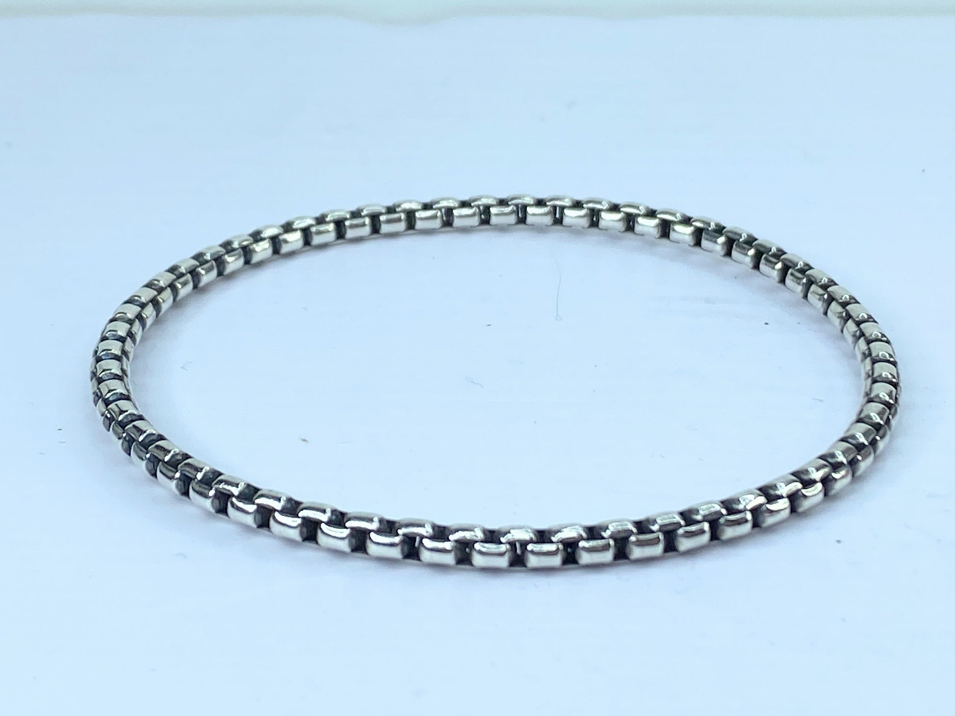 James Avery Retired Sterling Silver Rustic Box Chain Bangle Bracelet 8" JR661