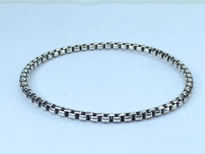 James Avery Retired Sterling Silver Rustic Box Chain Bangle Bracelet 8" JR661