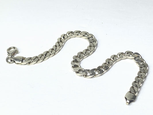 Sterling Silver Flat Curb Link Bracelet Italy 925 Lobster Clasp 6mm JR1139