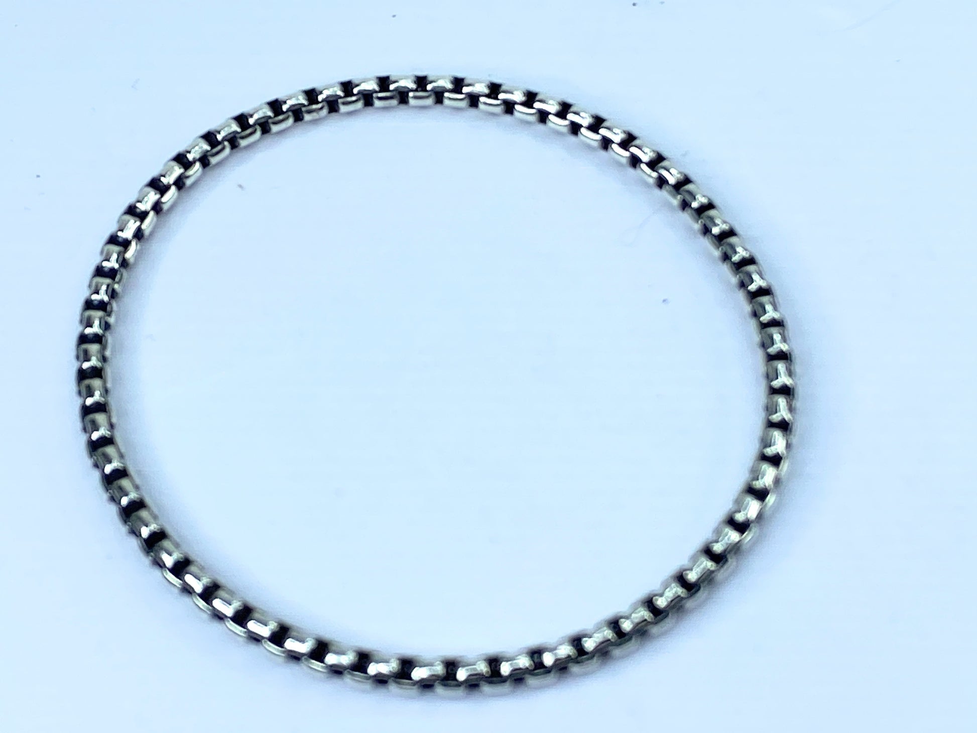 James Avery Retired Sterling Silver Rustic Box Chain Bangle Bracelet 8" JR661