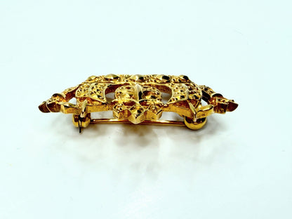 Antique 10K crown brooch openwork regal revival early twentieth century JR1252