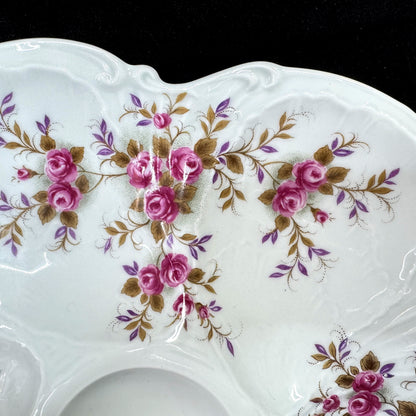 Antique Limoges France Porcelain Oyster Plate Pink Roses Floral 9.5 Inch A1175