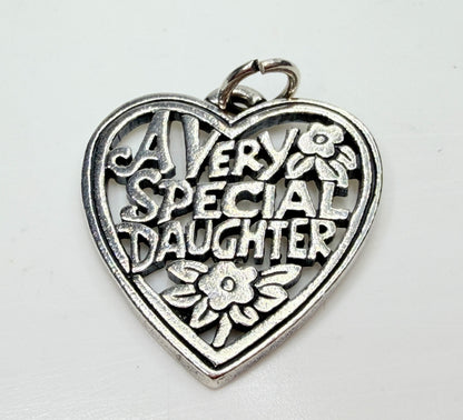 Vintage sterling silver heart pendant Avery special daughter openwork JR1255
