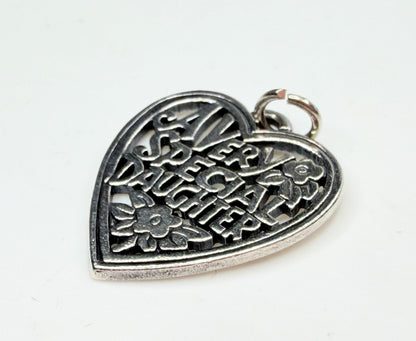 Vintage sterling silver heart pendant Avery special daughter openwork JR1255