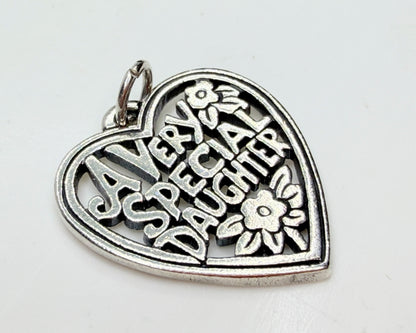 Vintage sterling silver heart pendant Avery special daughter openwork JR1255
