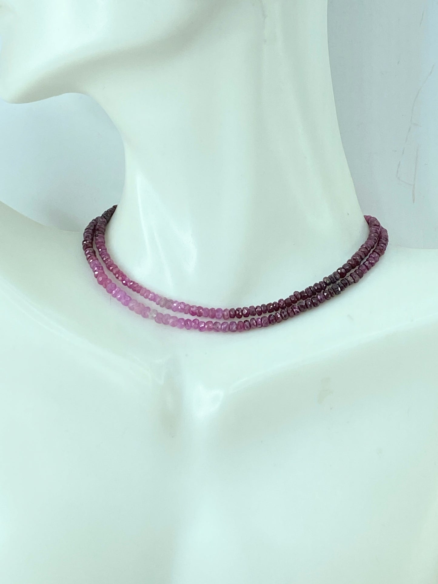 18K white gold Nature Ruby Gemstone necklace 16" JR664