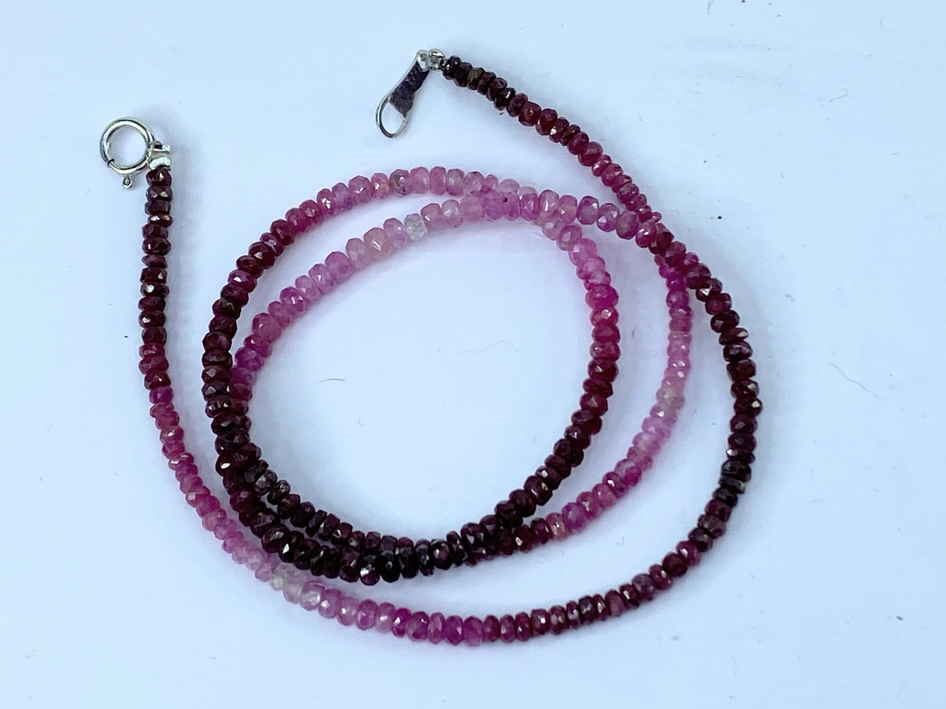 18K white gold Nature Ruby Gemstone necklace 16" JR664