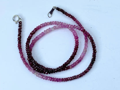 18K white gold Nature Ruby Gemstone necklace 16" JR664