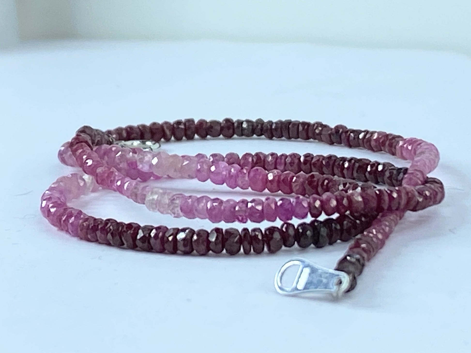 18K white gold Nature Ruby Gemstone necklace 16" JR664