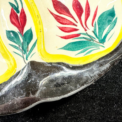 Antique Henriot Quimper France Hand Painted Floral Faience Oyster Plate A1178