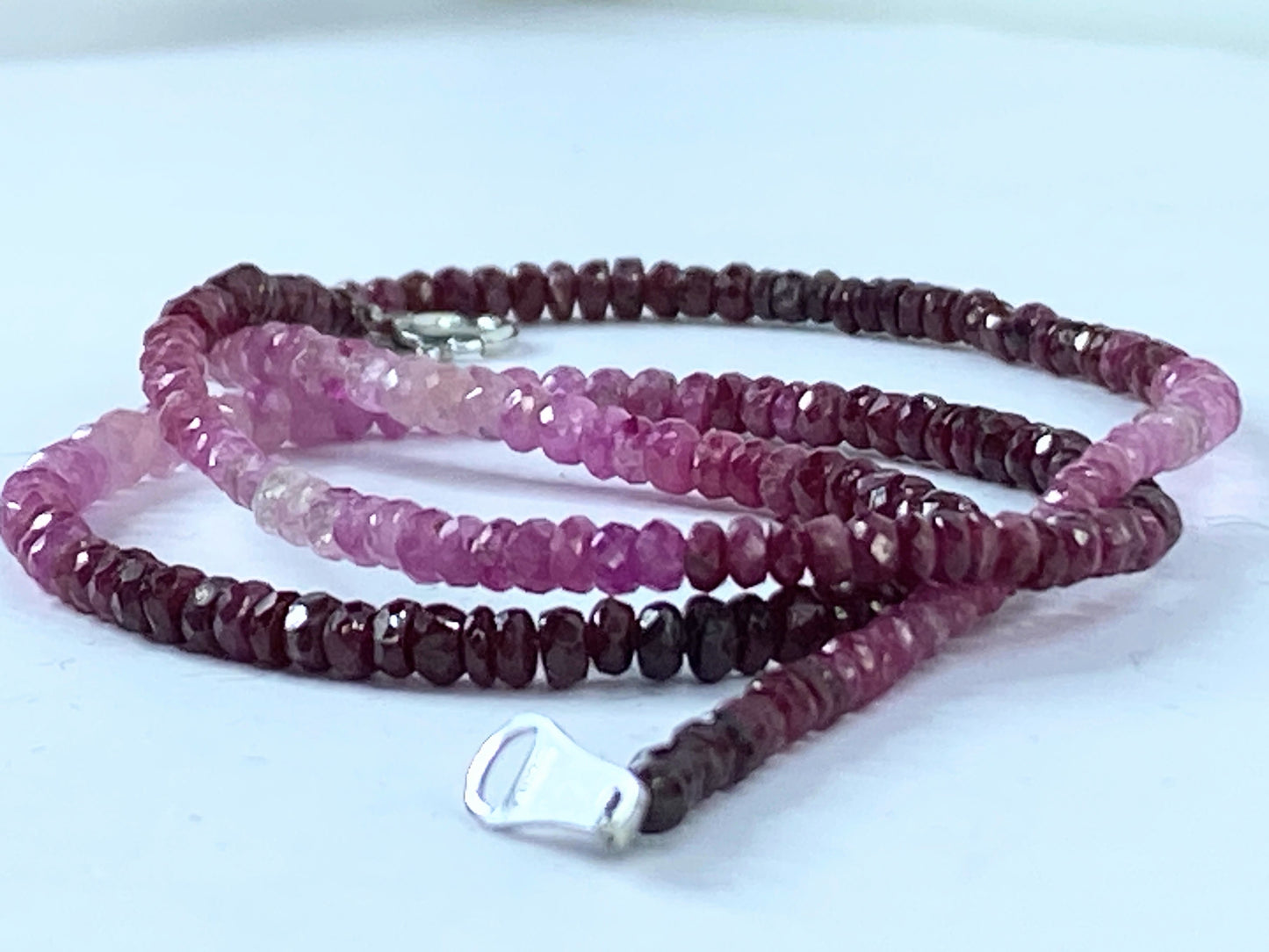 18K white gold Nature Ruby Gemstone necklace 16" JR664
