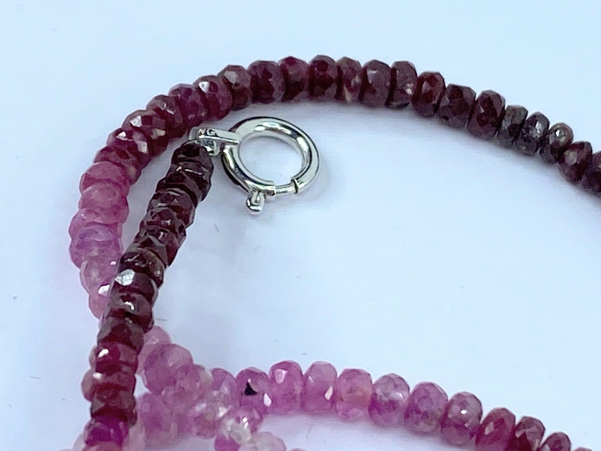 18K white gold Nature Ruby Gemstone necklace 16" JR664