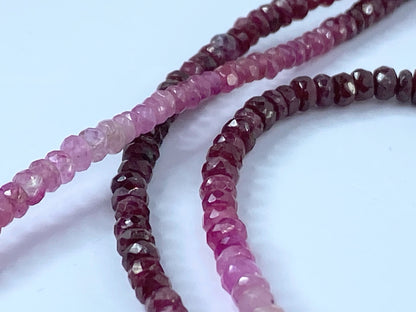 18K white gold Nature Ruby Gemstone necklace 16" JR664