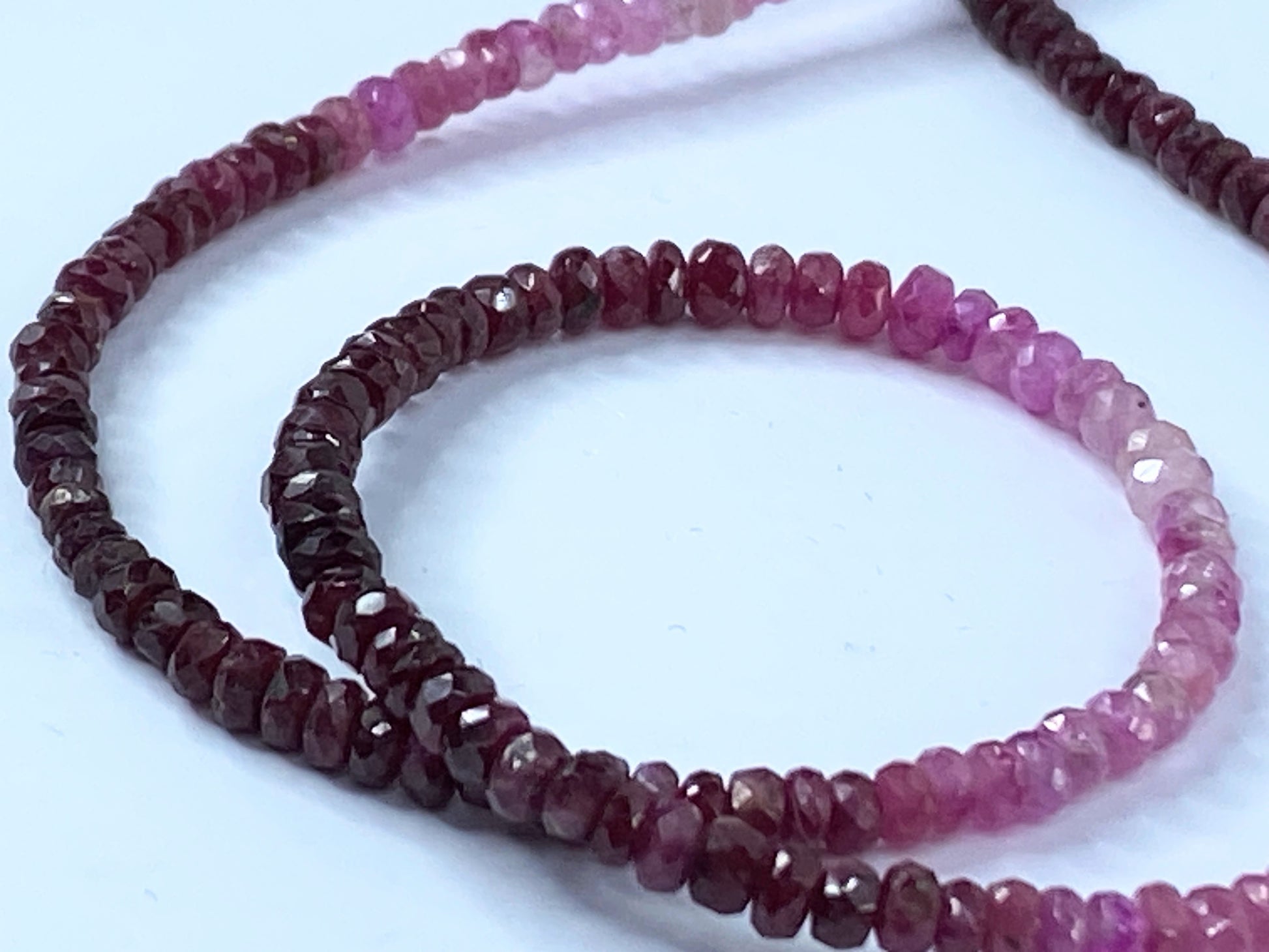 18K white gold Nature Ruby Gemstone necklace 16" JR664