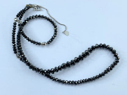 50ct Natural Black Diamond graduated Necklace, 18k white gold clasp 18" JR665