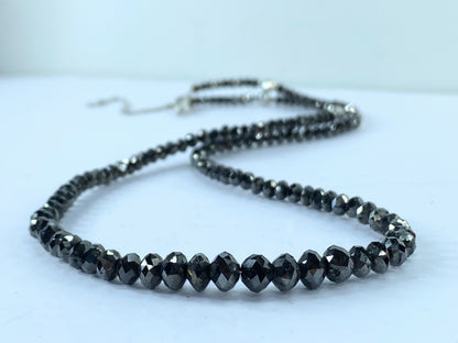 50ct Natural Black Diamond graduated Necklace, 18k white gold clasp 18" JR665