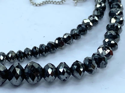 50ct Natural Black Diamond graduated Necklace, 18k white gold clasp 18" JR665