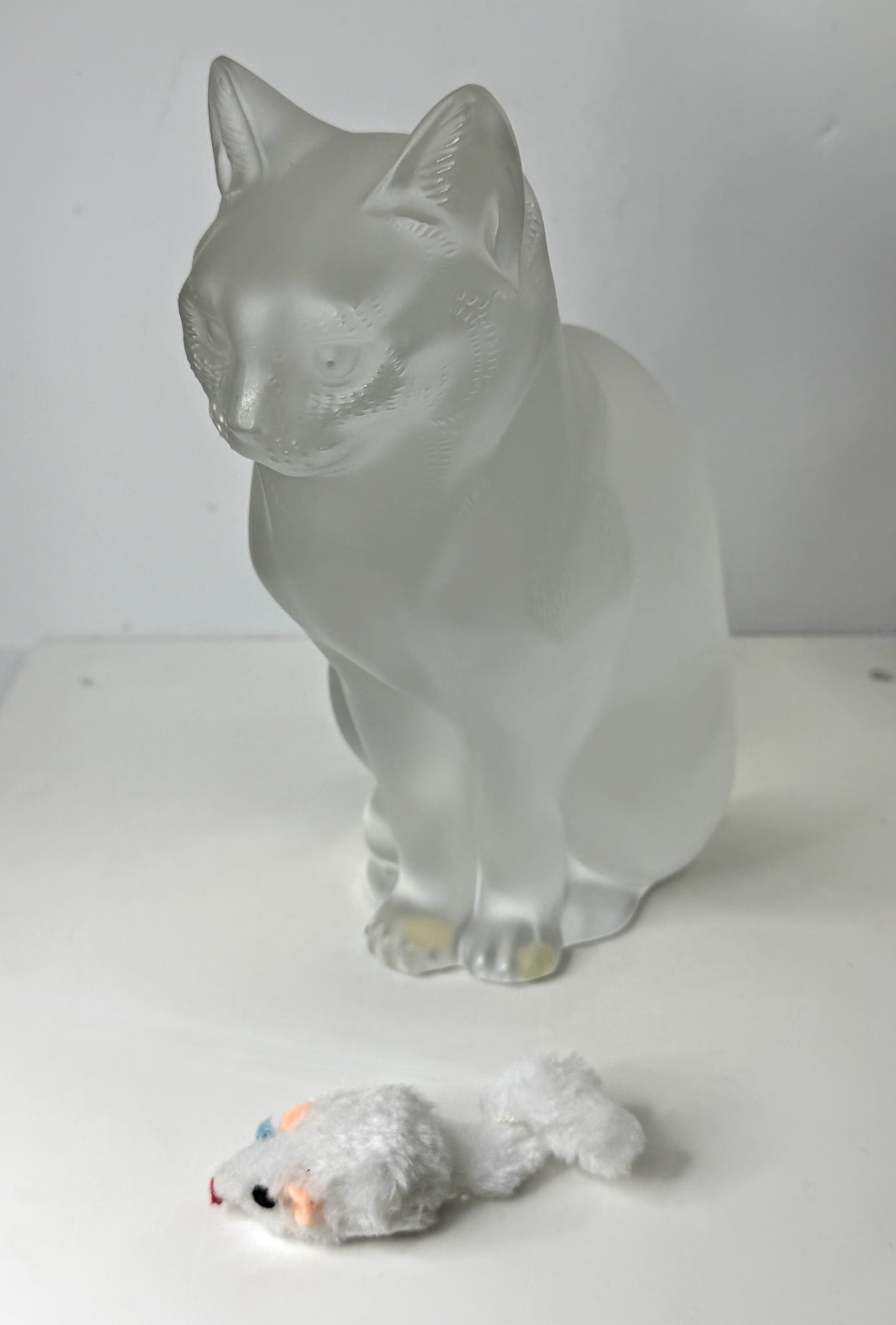 Vintage Lalique Frosted Crystal "Chat Assis" Sitting Cat Figurine 8 1/4" A994