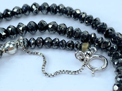 50ct Natural Black Diamond graduated Necklace, 18k white gold clasp 18" JR665