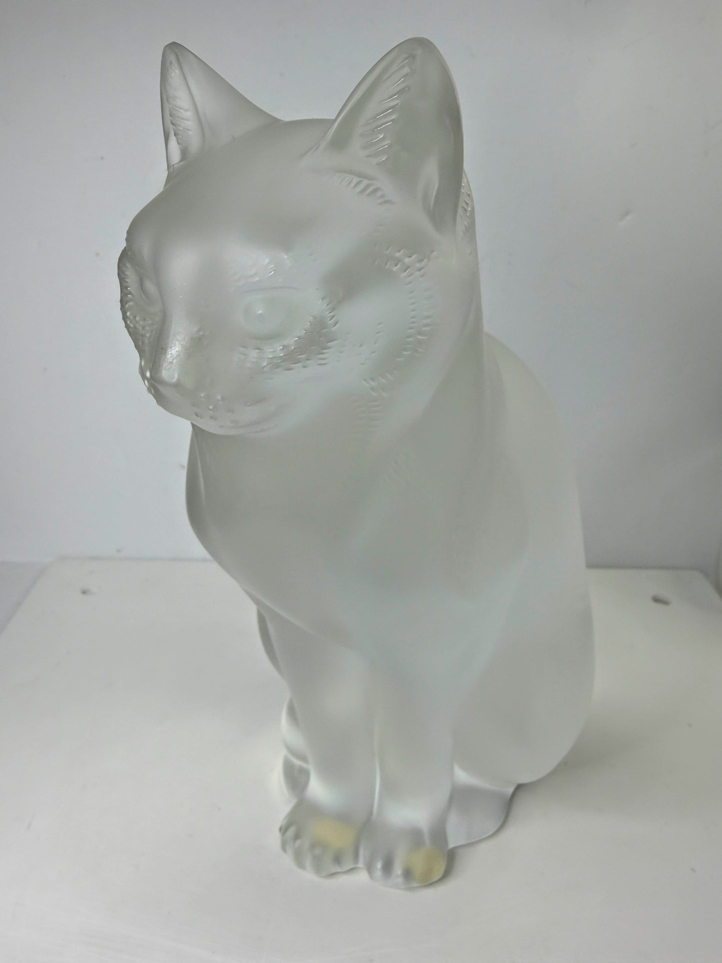 Vintage Lalique Frosted Crystal "Chat Assis" Sitting Cat Figurine 8 1/4" A994