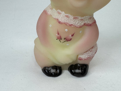 Vintage Fenton Burmese Glass Mouse Nancy Fenton Signed Uranium Glow A1181