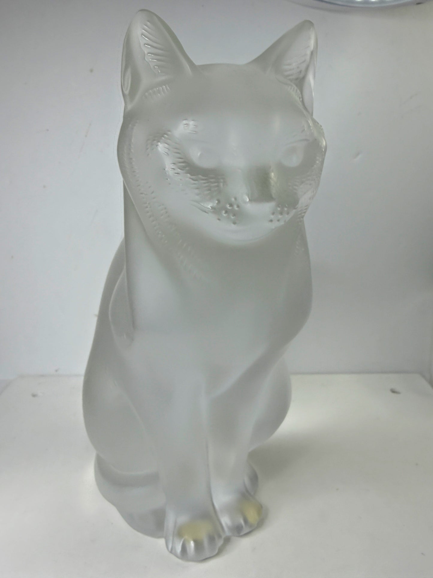 Vintage Lalique Frosted Crystal "Chat Assis" Sitting Cat Figurine 8 1/4" A994