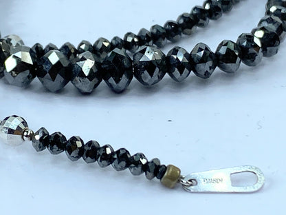 50ct Natural Black Diamond graduated Necklace, 18k white gold clasp 18" JR665