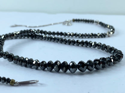 50ct Natural Black Diamond graduated Necklace, 18k white gold clasp 18" JR665