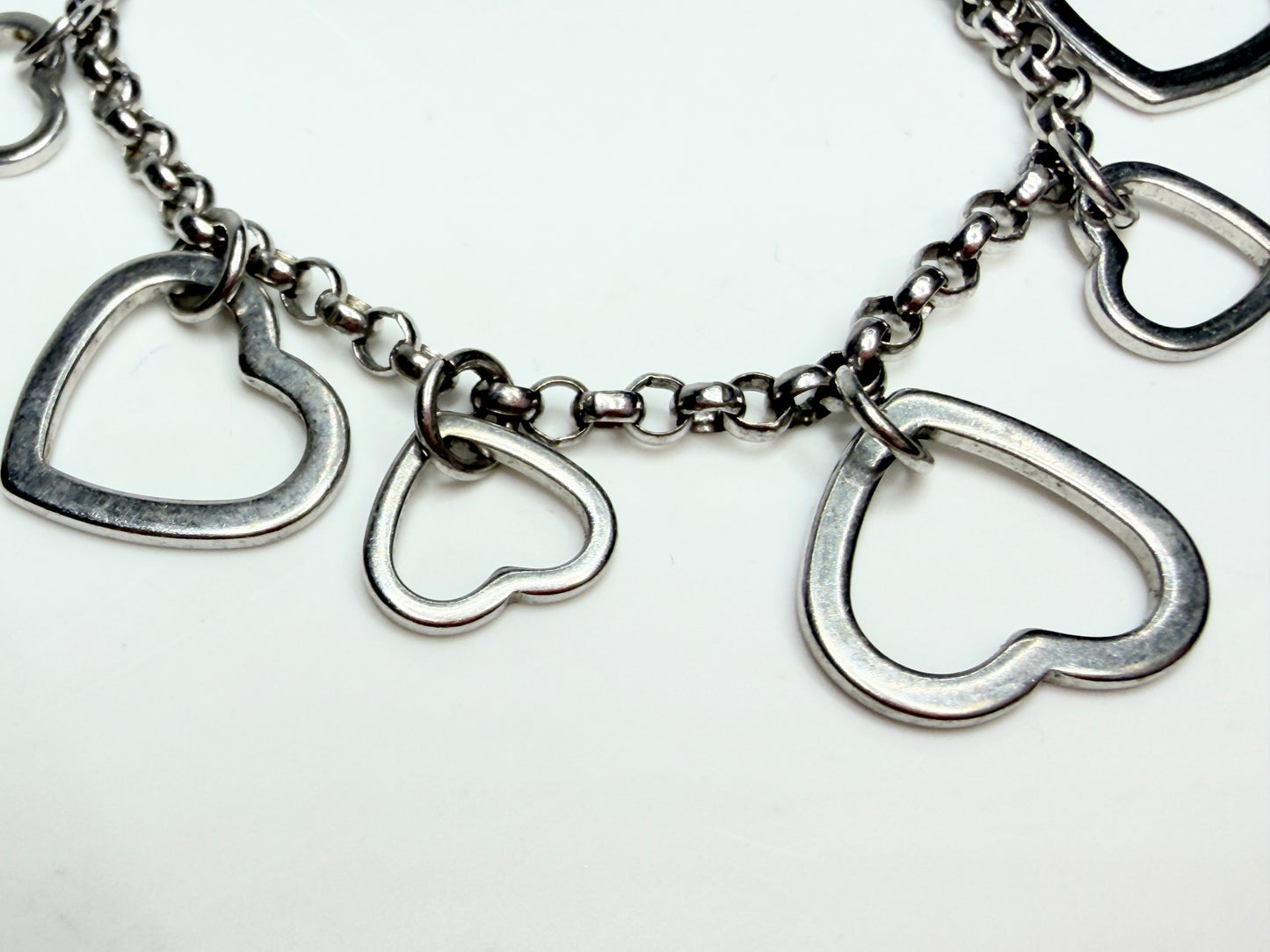 Sterling Silver Multi Heart Charm Bracelet 6.5 Inches Lobster Clasp JR1261