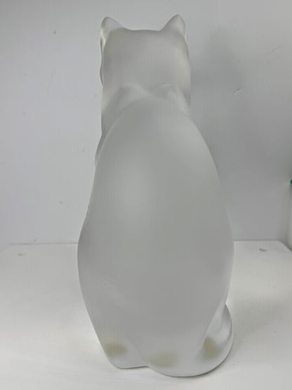 Vintage Lalique Frosted Crystal "Chat Assis" Sitting Cat Figurine 8 1/4" A994