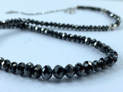 50ct Natural Black Diamond graduated Necklace, 18k white gold clasp 18" JR665