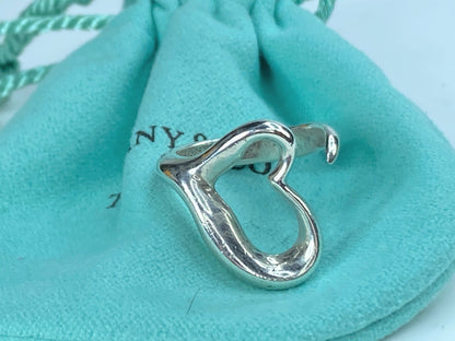 Silver Tiffany & Co Elsa Peretti Open Heart Ring JR9025