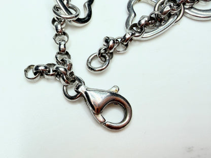 Sterling Silver Multi Heart Charm Bracelet 6.5 Inches Lobster Clasp JR1261