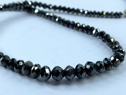 50ct Natural Black Diamond graduated Necklace, 18k white gold clasp 18" JR665