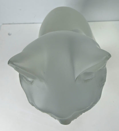 Vintage Lalique Frosted Crystal "Chat Assis" Sitting Cat Figurine 8 1/4" A994