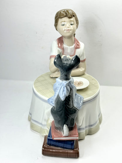 Lladró “Tea Time” Girl Feeding Dog Porcelain Figurine #01009197 Mint A1182