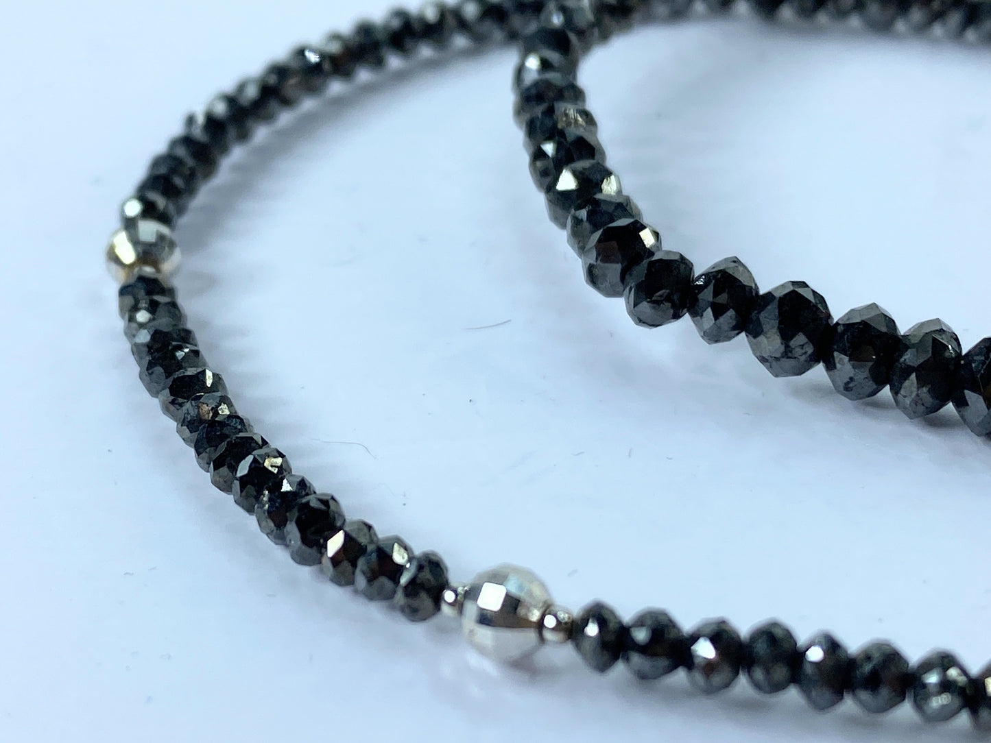 50ct Natural Black Diamond graduated Necklace, 18k white gold clasp 18" JR665