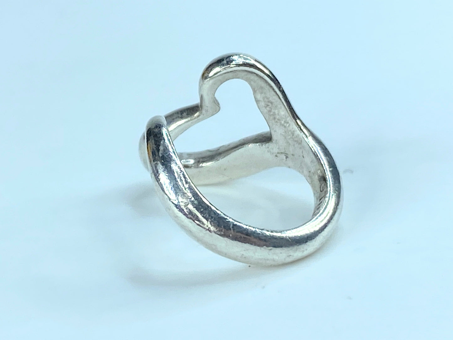 Silver Tiffany & Co Elsa Peretti Open Heart Ring JR9025