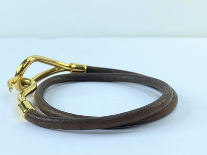 Hermès Jumbo Hook Double Tour Leather Bracelet in box authentic GS484
