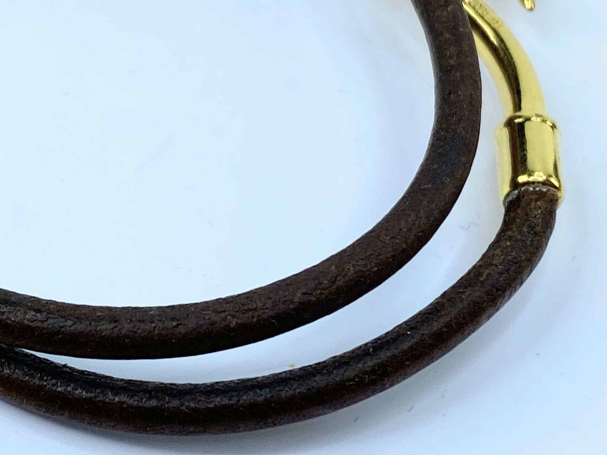 Hermès Jumbo Hook Double Tour Leather Bracelet in box authentic GS484