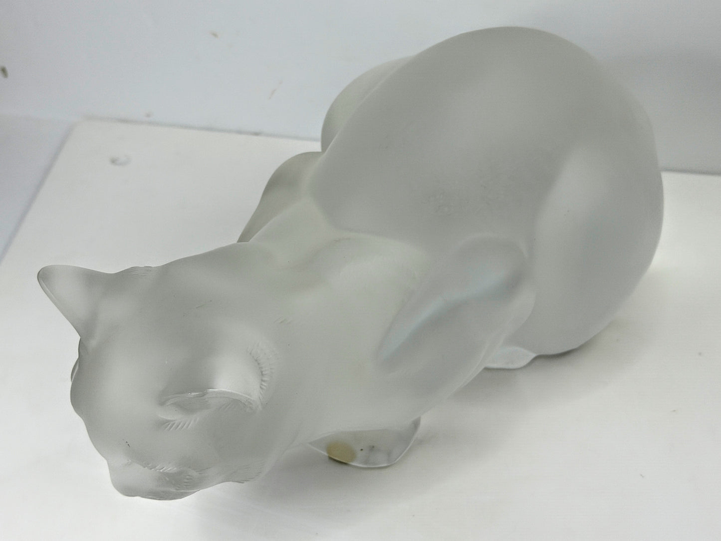 Vintage Lalique France Chat Couché Frosted Crystal Crouching Cat Sculpture A1158