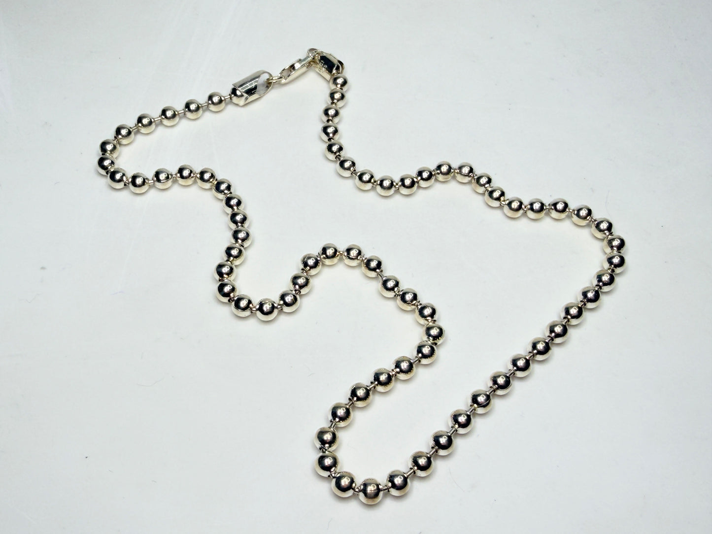 Italian Sterling Silver Ball Chain Bracelet 4.15mm Solid H925 JR1264