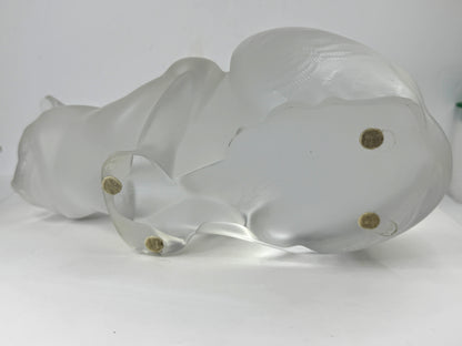 Vintage Lalique France Chat Couché Frosted Crystal Crouching Cat Sculpture A1158