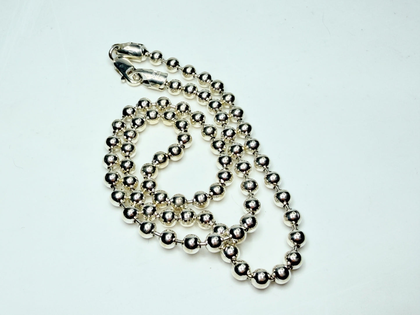 Italian Sterling Silver Ball Chain Bracelet 4.15mm Solid H925 JR1264