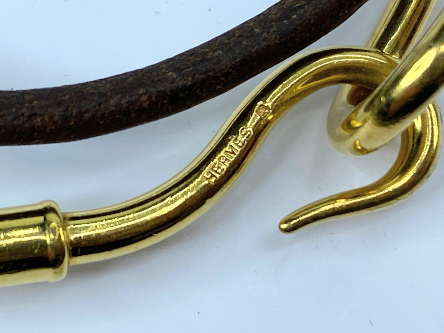 Hermès Jumbo Hook Double Tour Leather Bracelet in box authentic GS484