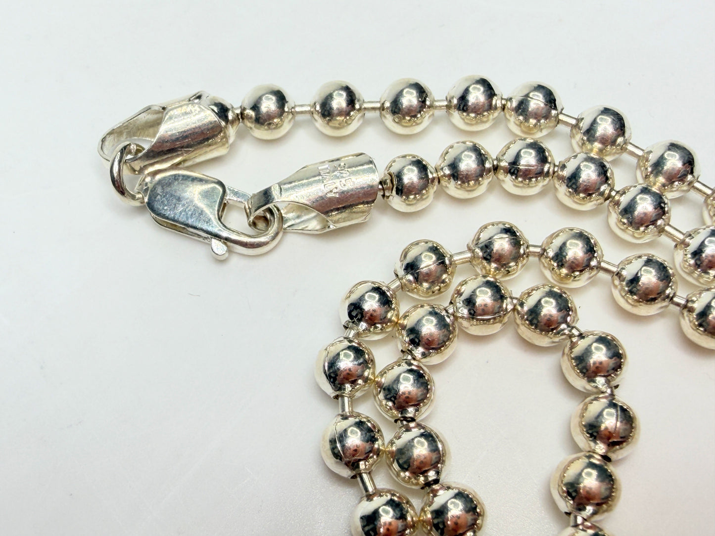 Italian Sterling Silver Ball Chain Bracelet 4.15mm Solid H925 JR1264